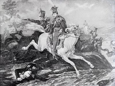 Death of Józef Poniatowski at the Battle of Leipzig, 1813 by Unknown